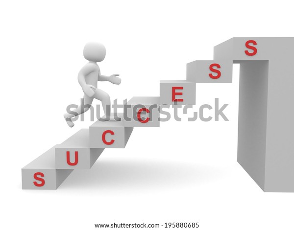 3d People Man Person Climbing Stairs Stock Illustration 195880685