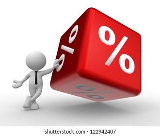 3d people - man, person with a cube and percent sign. - Powered by Shutterstock