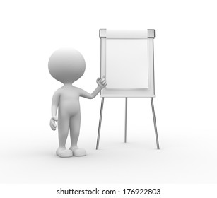 3d people - man, person with flip chart