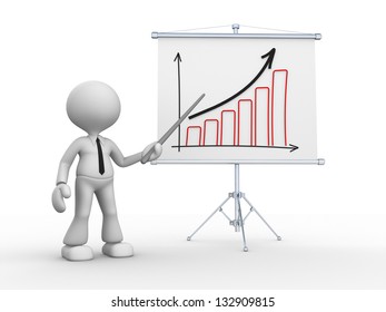 3d People Man Person Graph Financial Stock Illustration 132909815 ...