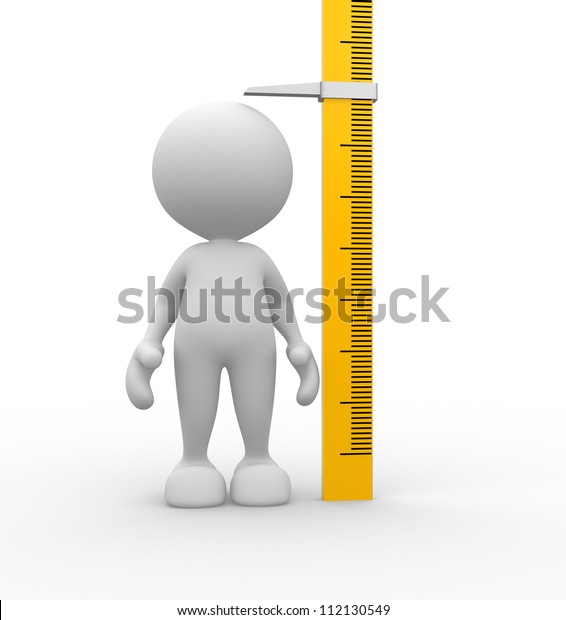 3d人 男性 身長を測る人 のイラスト素材