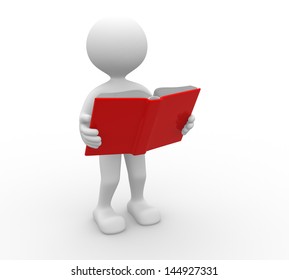 3d White Man Big Red Folder Stock Illustration 778335298