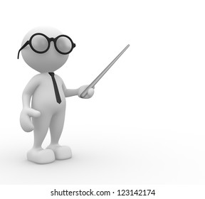3d people - man, person with pointer on white background