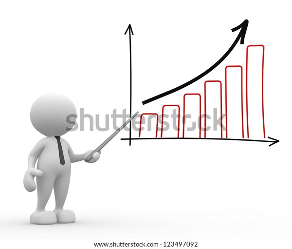 3d People Man Person Pointing Graph Stock Illustration 123497092