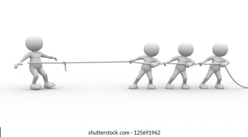 3d People Man Person Rope Pulling Stock Illustration 125691962 ...