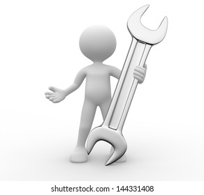 3d People Man Person Wrench Businessman Stock Illustration 131458208 ...