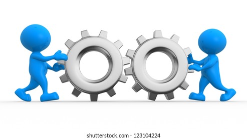 3d People Men Person Gear Mechanism Stock Illustration 123104215