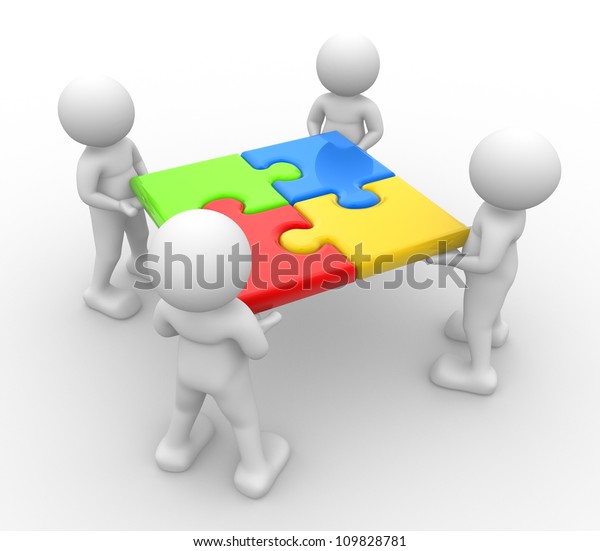 3d People Men Person Puzzle Pieces Stock Illustration 109828781 ...