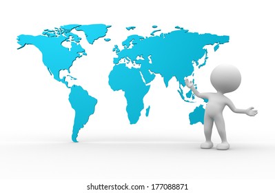 3d People - Men, Person And World Maps