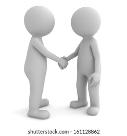 3d People Shaking Hands Isolated On White Background