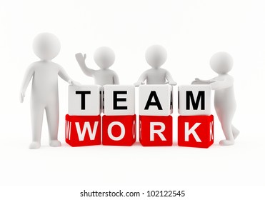 3D People Working As A Team