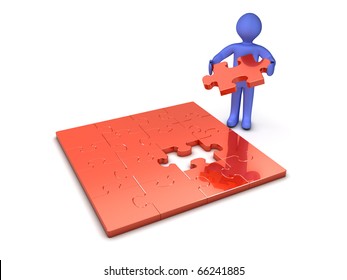 3d person making a puzzle