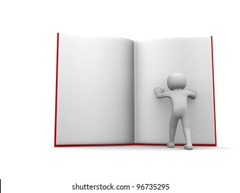3d person open a book - 3d render illustration