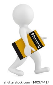 3d person with Planning Book on a white background