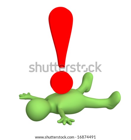3d person - puppet, pressed down by exclamation mark