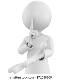 3d with person with silence sign (character making silence sign, man asking for silence) - Shutterstock ID 171039809