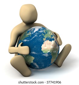 3d Person Sitting Hugging Planet Stock Illustration 37741906 | Shutterstock