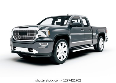 3d Pick-up Truck Car On White Background