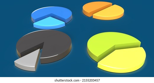 3D Pie chart infographic, plastic texture pie chart with different colors in 3d illustration. 300DPI