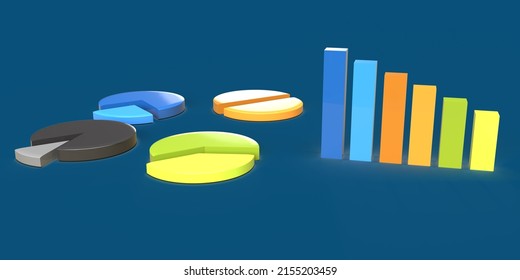 3D Pie chart infographic, plastic texture pie chart with different colors in 3d illustration. 300DPI