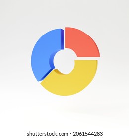3D Pie Chart Isolated On White Background. Colorful Geometry Math Graph. Ratio And Proportion Reading Chart.  3D Rendering Colorful Wheel.