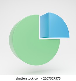 3D Pie Chart Isolated On White Background. Colorful Geometry Math Graph. Ratio And Proportion Reading Chart. 3D Rendering Colorful Wheel.