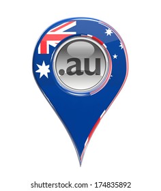 3D pin domain marker with Australian flag isolated