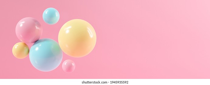 3d pink background abstract texture with bubble party. Realistic 3d rendering for display product, backdrop, banner on website. Minimal mockup with glossy sphere of balls on pastel color.