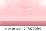 3D pink background with a long platform arch backdrop. Product display mockup of a pastel minimalist wall backdrop. Vector abstract geometric platform. Stage showcase.