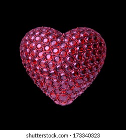 3d Pink Crystal Heart Isolated On Black Background, Valentines Day Clip-art