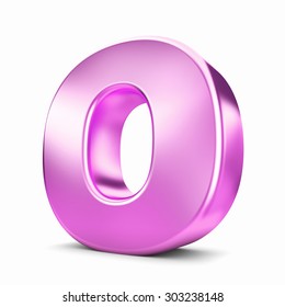 3d Pink Purple Metal Letter O Isolated White Background