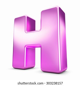 3d Pink Purple Metal Letter H Isolated White Background