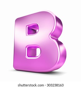 3d Pink Purple Metal Letter B Isolated White Background