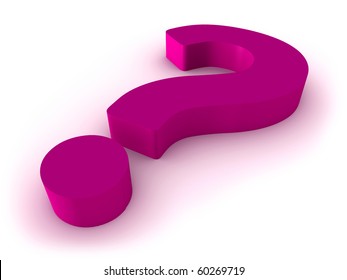 3D pink question mark isolated on white background.