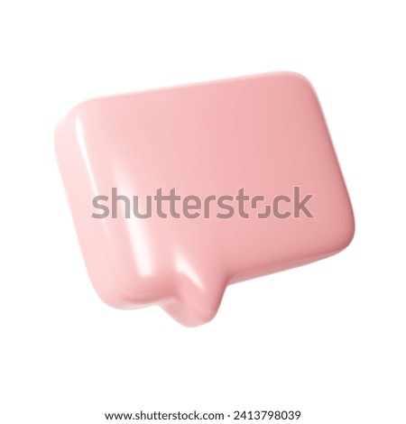 3D pink text bubble frame. Social media online platform concept icon, communication on application. For Valentine, web design, wedding, sticker, greeting card.