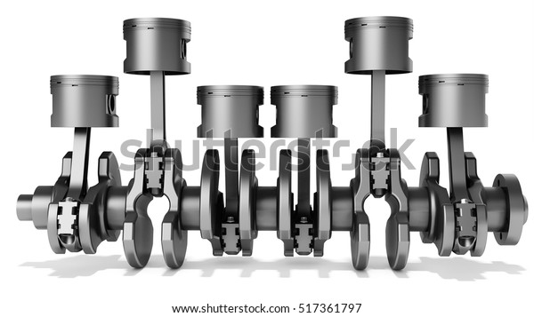 3d Pistons Crankshaft Automotive Engine On Stock Illustration 517361797