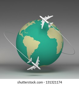 3d Planes Flying Around Globe Stock Illustration 131321174 | Shutterstock