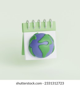 3d Planet Earth Calendar. ecology and environment concept. Eco awareness recycling energy efficiency. Earth Day. 3d render illustration. - Powered by Shutterstock