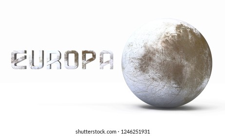 3D Planet Of The Europa Solar System In White Background