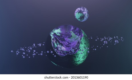 3d Planet in Space 4k rendered illustration