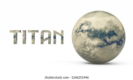 3D Planet Of The Titan Solar System In White Background