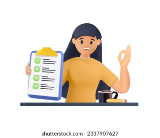 3D planning business concept. Women writing note and filling to do list in daily planner or personal organizer. 3D illustration - Powered by Shutterstock