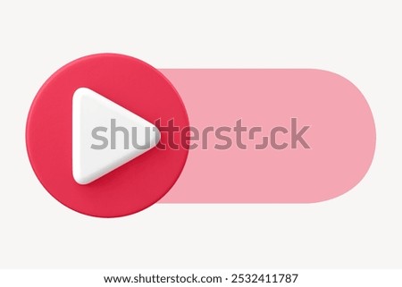 3D play button icon with a red circle and white triangle. Modern play button design, simple and sleek. Perfect for media, video, and play button themes. 3D play button icon in simple design
