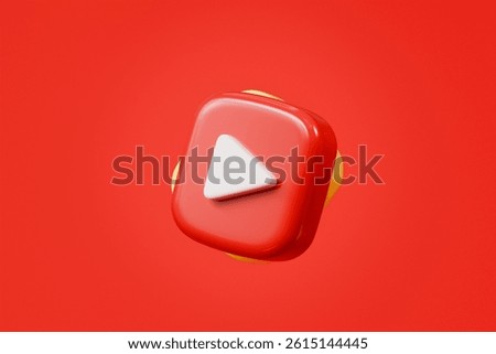 3d Play button icon. Video player or media player interface in perspective view, social media concept. holiday resting concept. Minimal Cartoon Modern Player video buttons icon sign symbol. 3d render.