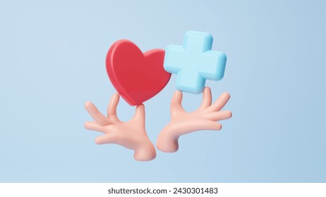 3d plus sign with red heart icon, health care love organ giving love. health care, hope, life insurance concept, world heart day, world health day. Health welfare. Relationships in love. 3d rendering - Powered by Shutterstock