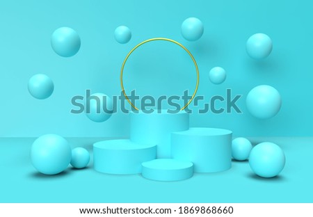 3d podium background with light from above for product design show blue