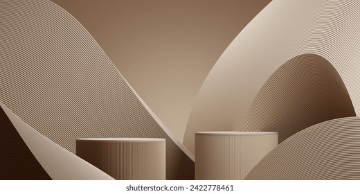 3d podium display stand with abstract brown background for cosmetic, perfume and product presentation. 3d rendering illustration. - Powered by Shutterstock