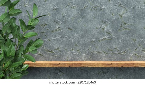 3d podium with shadow and texture wall for product presentation. 3D rendering.