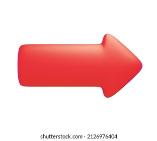 3d Pointer Icon. Rendering Illustration Of Red Arrow Isolated On White Background. Indicator Keep  Right Side Direction. Cartoon Design. Next, Download Link Web Button.