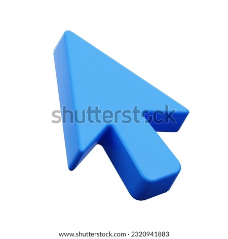 3d pointing arrow, cursor, 3d icons isolated on white, 3d illustration rendering